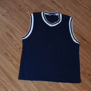 Results Men's Size M/L Navy Blue Sleeveless Sweater Vest 100% Acrylic